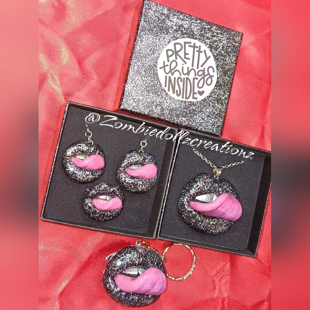 Handmade Lip Jewelry Set *Read description*